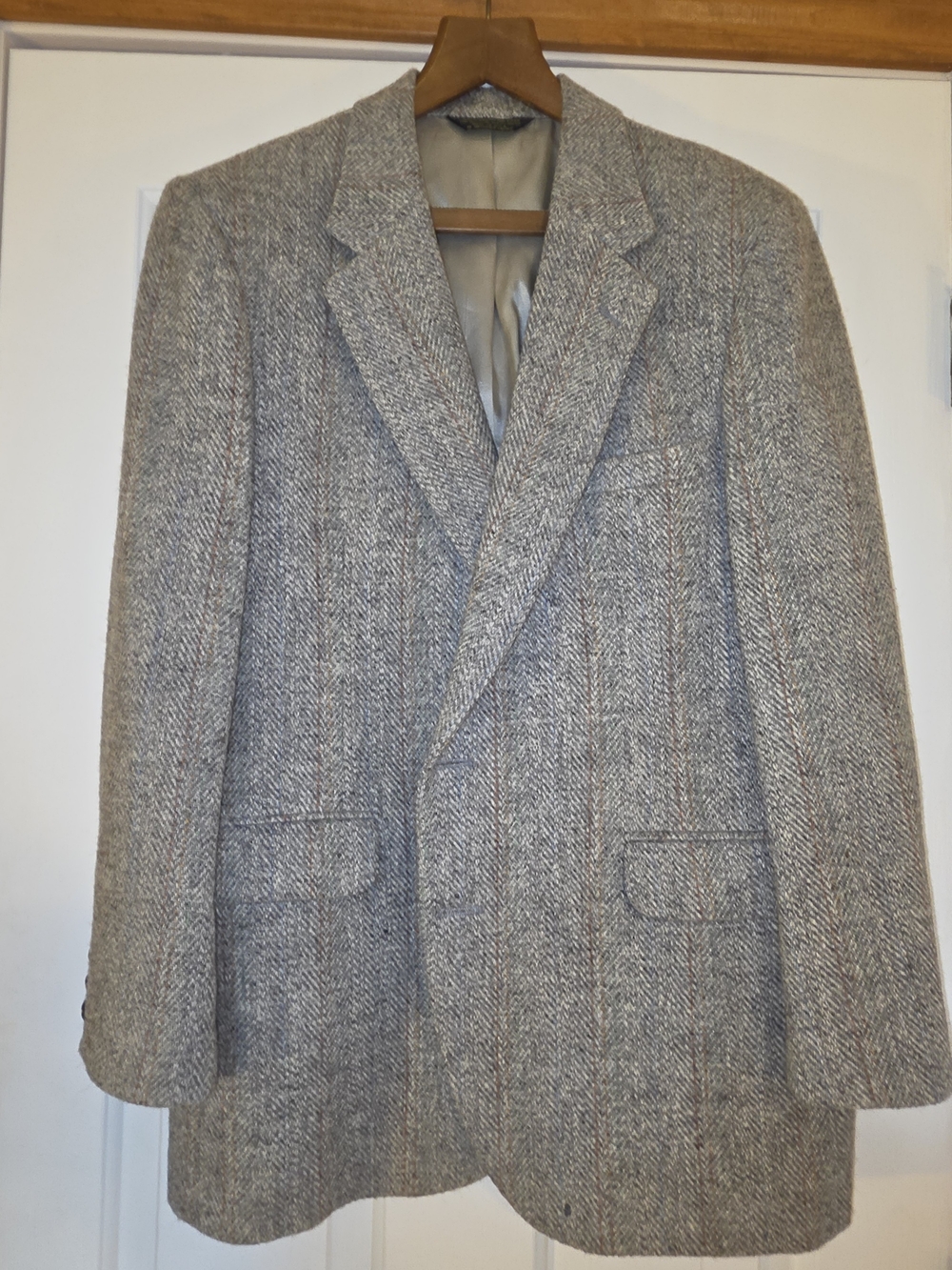 Harris Tweed Men's Vintage Herringbone Wool Blazer - Gray